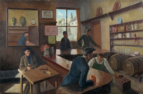 Artist George Galsworthy Palmer (1913 - 1972): In the pub, 1936
