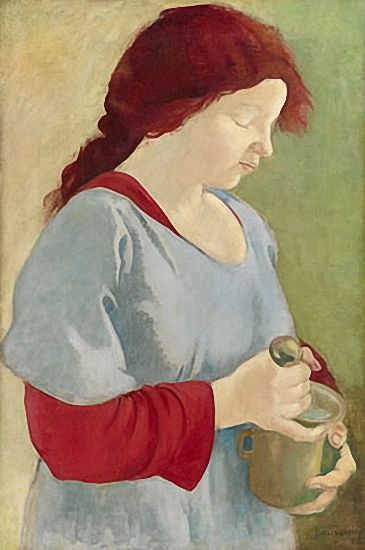 Artist Clara Klinghoffer (1900-1970): Rose, with mortar and pestle, 1919
