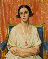 Artist Laura Knight: Portrait of Lubov Tchernicheva, 1921
