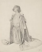 Artist William Orpen: Kneeling Figure of Woman - a Study for The Holy Well, circa 1914 - 15